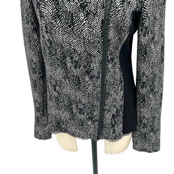 Kobi Halperin Black Gray Zip Up Knit Moto Blazer Jacket Wool Blend Size 10 - Picture 3 of 9
